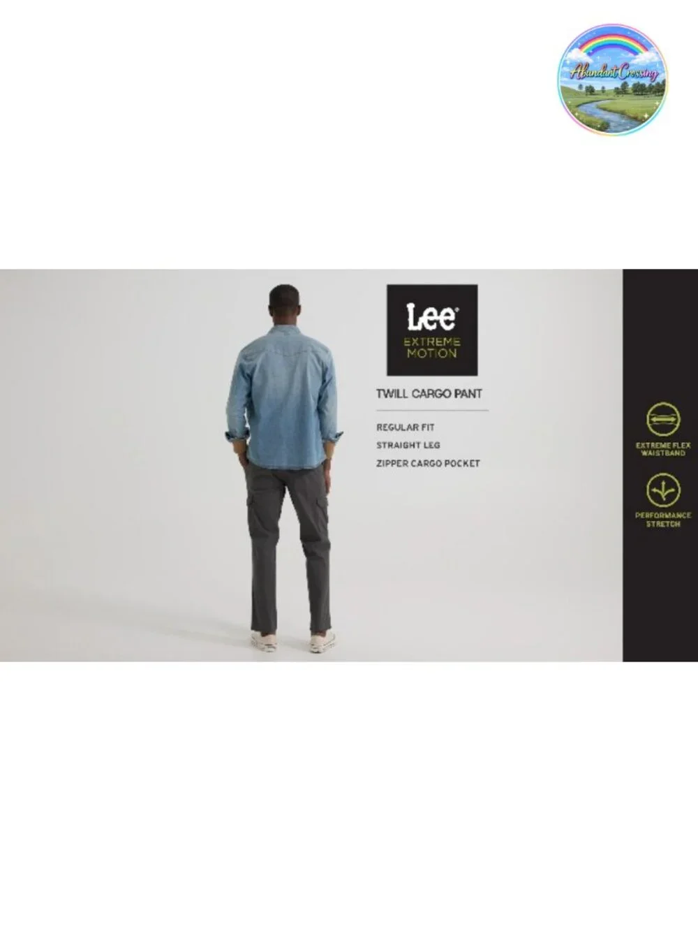 Lee Men's Performance Stretch Twill Cargo Pants Straight Fit Size 36